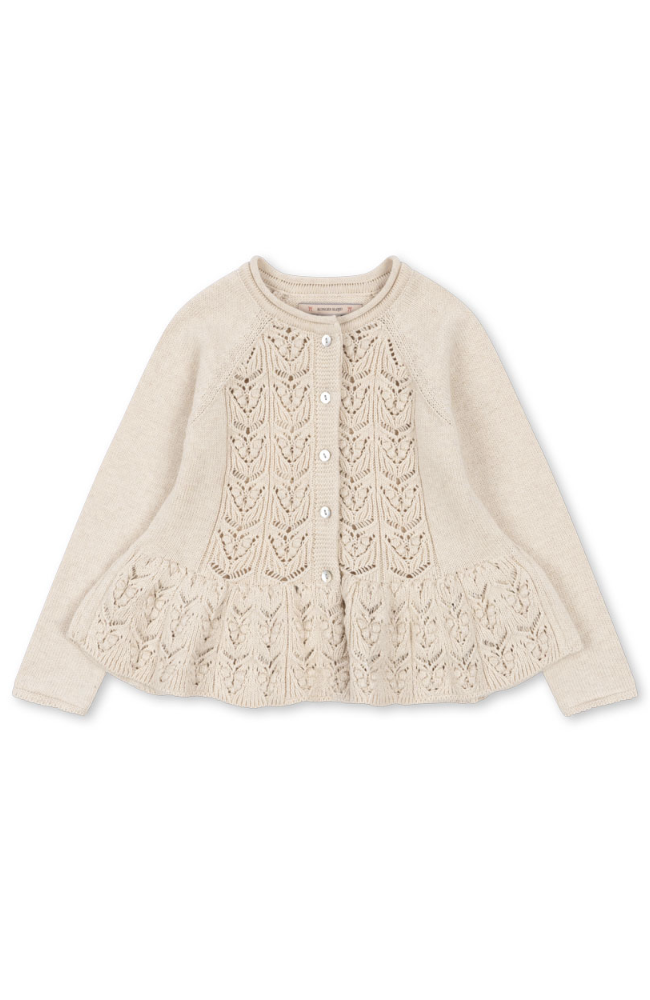 Gabby Frill Knit Cardigan - Off White Mel