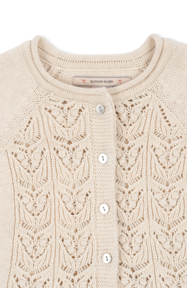 Gabby Frill Knit Cardigan - Off White Mel