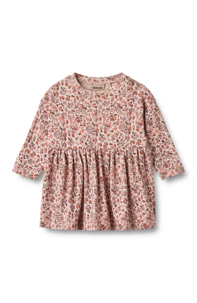 Jersey Baby Dress L/S Emmy - Pale Rose Flowers st.62-92