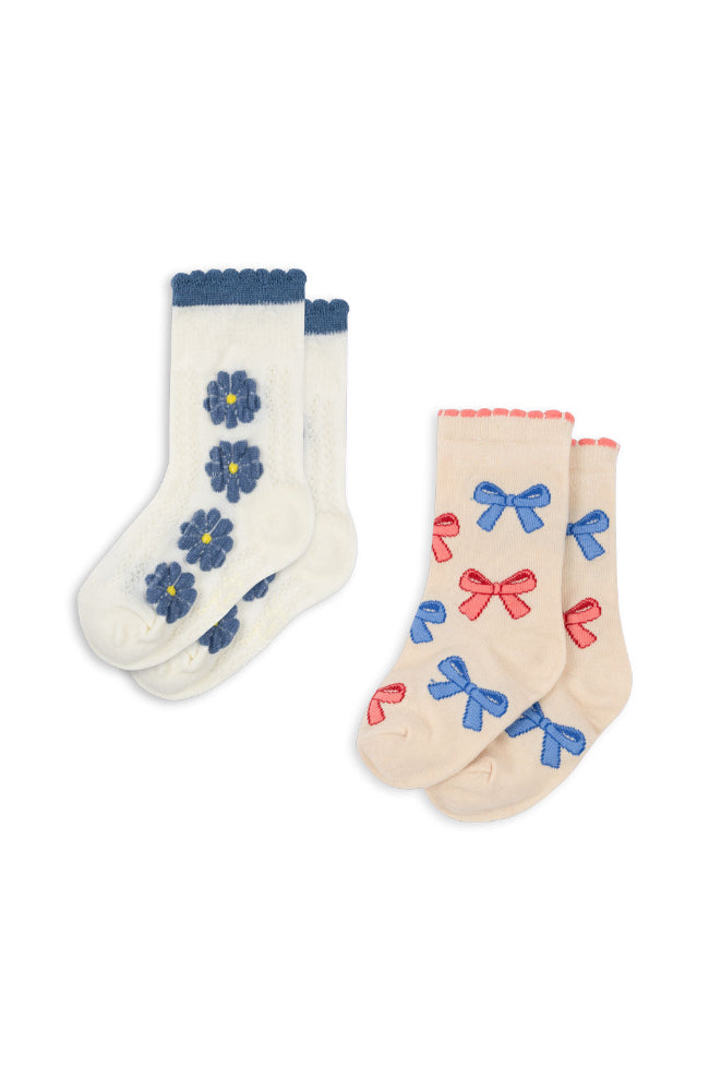 2 Pack Jaquard Socks - Bow Mix