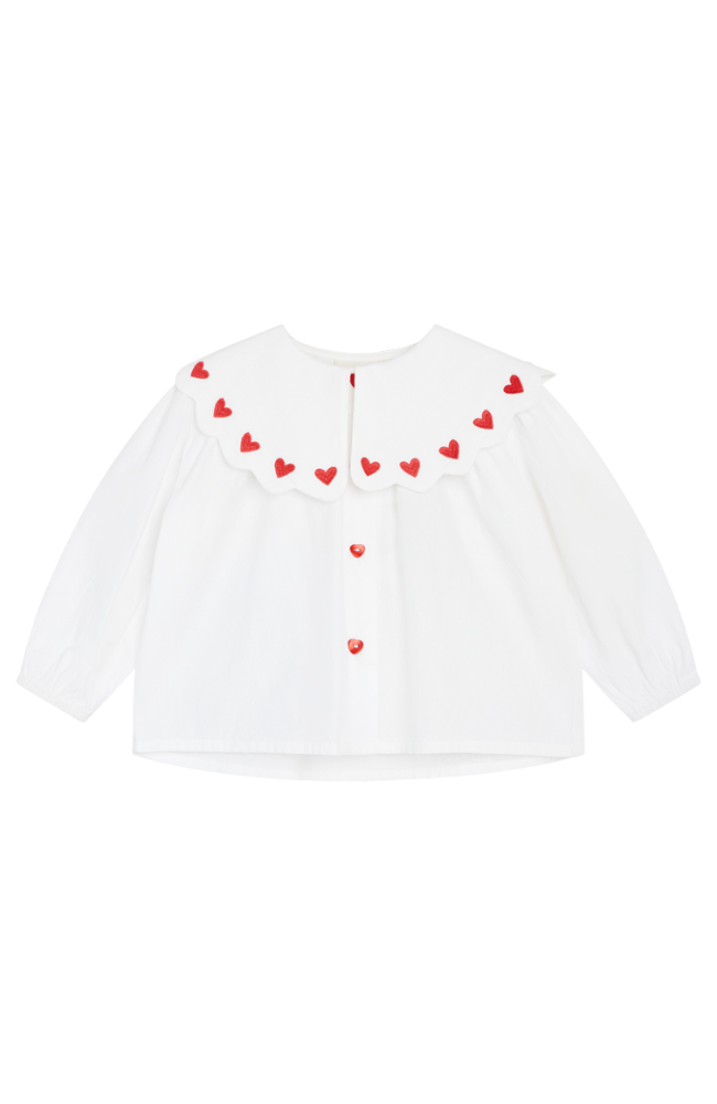 Ever Blouse - White/Rubi Red