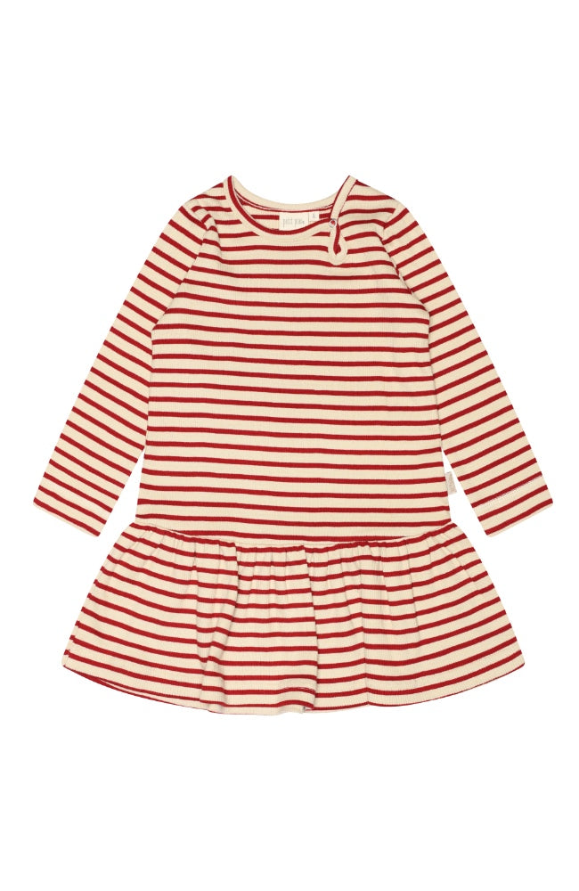 Dress L/S Modal Striped - Chili pepper/dark off white