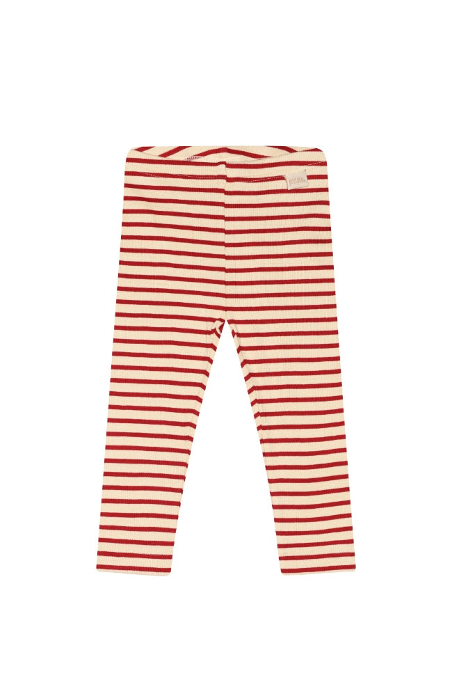 Leggings Modal Stripe - Chili pepper/dark off white