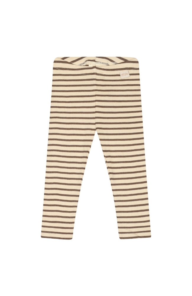 Leggings Modal Stripe - Chocolate brown/dark off white