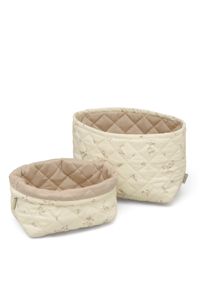 Quilted Storage Basket, Set Of Two - Ashley, Latte