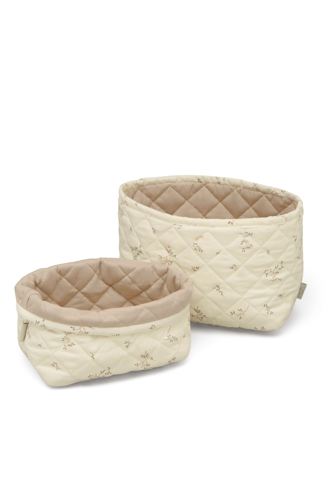 Quilted Storage Basket, Set Of Two - Ashley, Latte