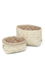 Quilted Storage Basket, Set Of Two - Ashley, Latte