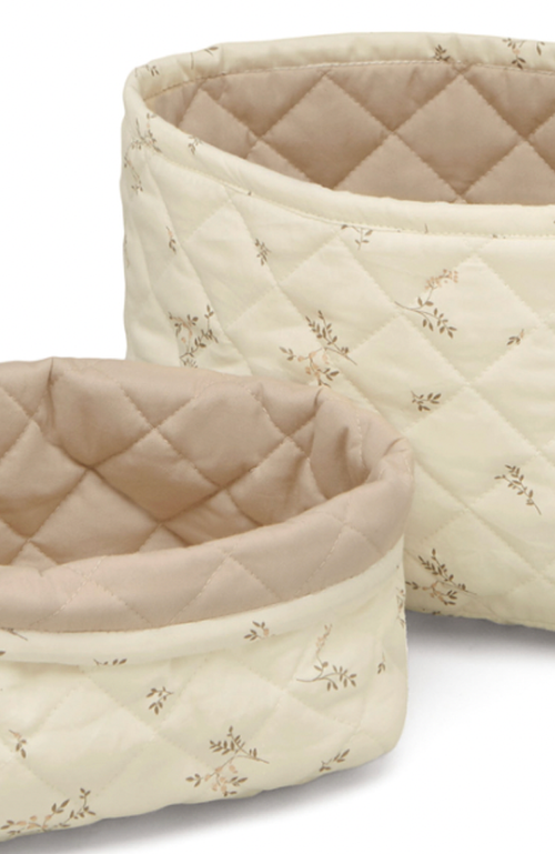 Quilted Storage Basket, Set Of Two - Ashley, Latte