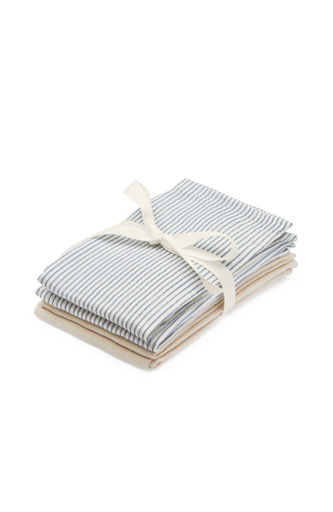 Wash Cloth 4 pack - Classic Stripes Blue/Praline