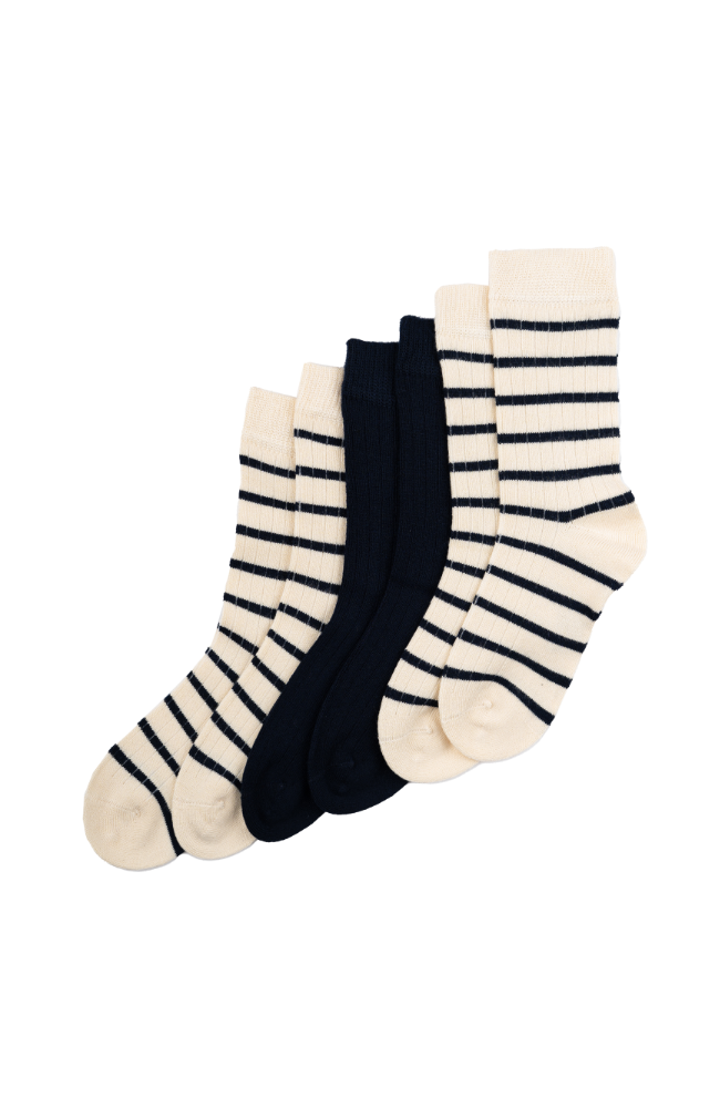 Minipop Noos Bamboo Socks 3pack - Navy Stripe