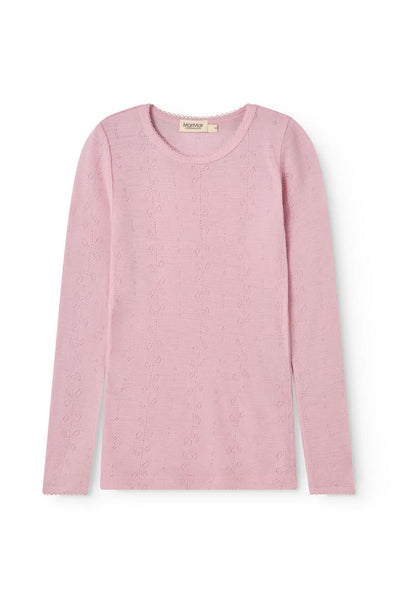 Tamra Wool Pointelle Top - Soft Berry