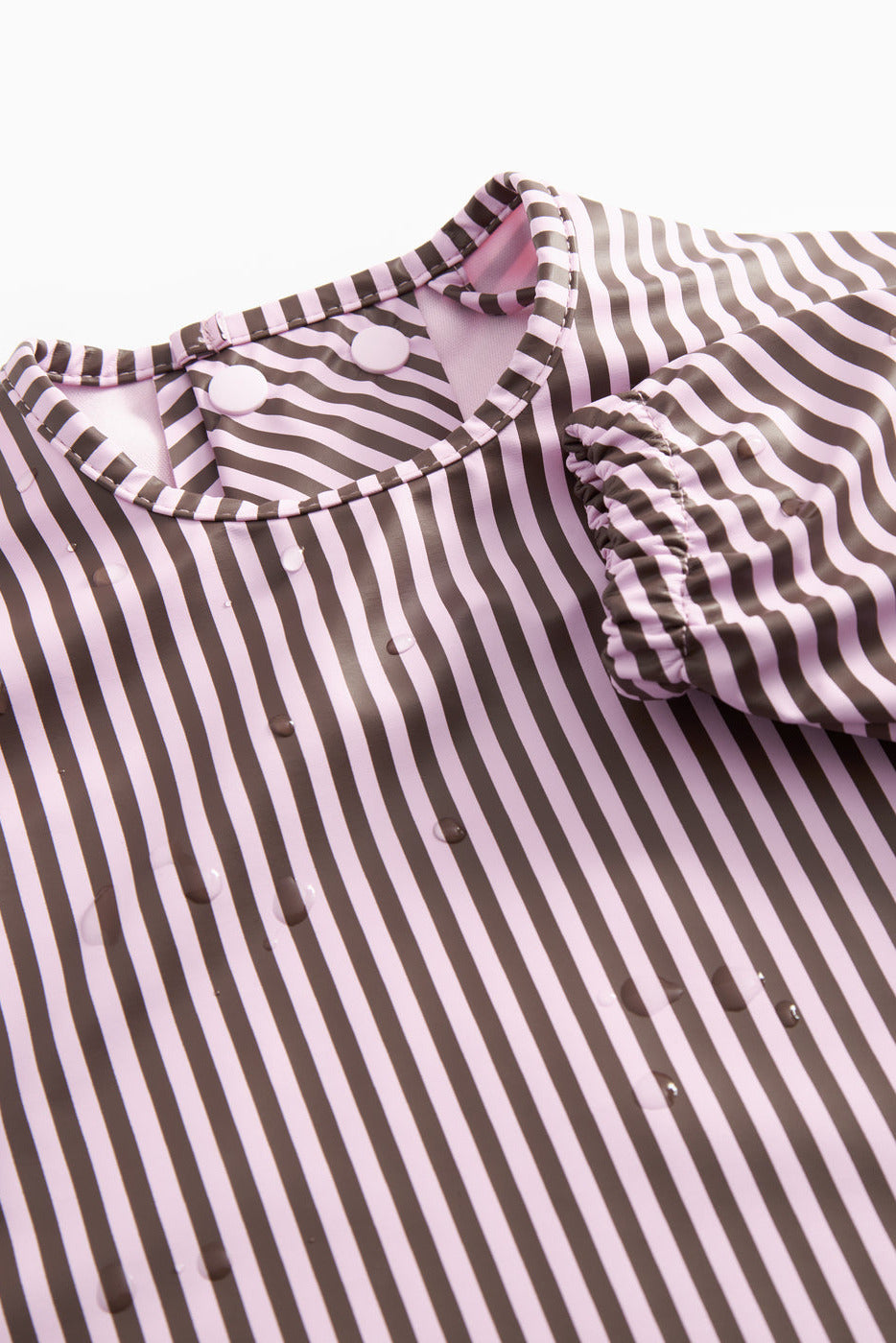 Apron Dinner LS Bib - Pink Brown Stripes