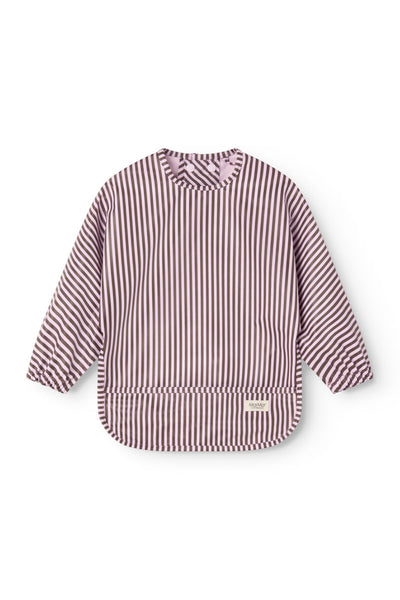 Apron Dinner LS Bib - Pink Brown Stripes
