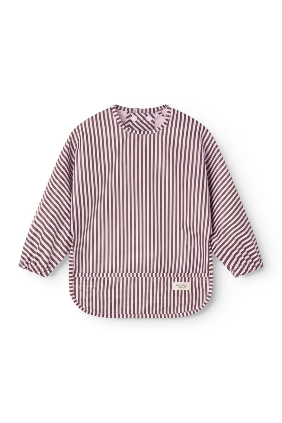 Apron Dinner LS Bib - Pink Brown Stripes