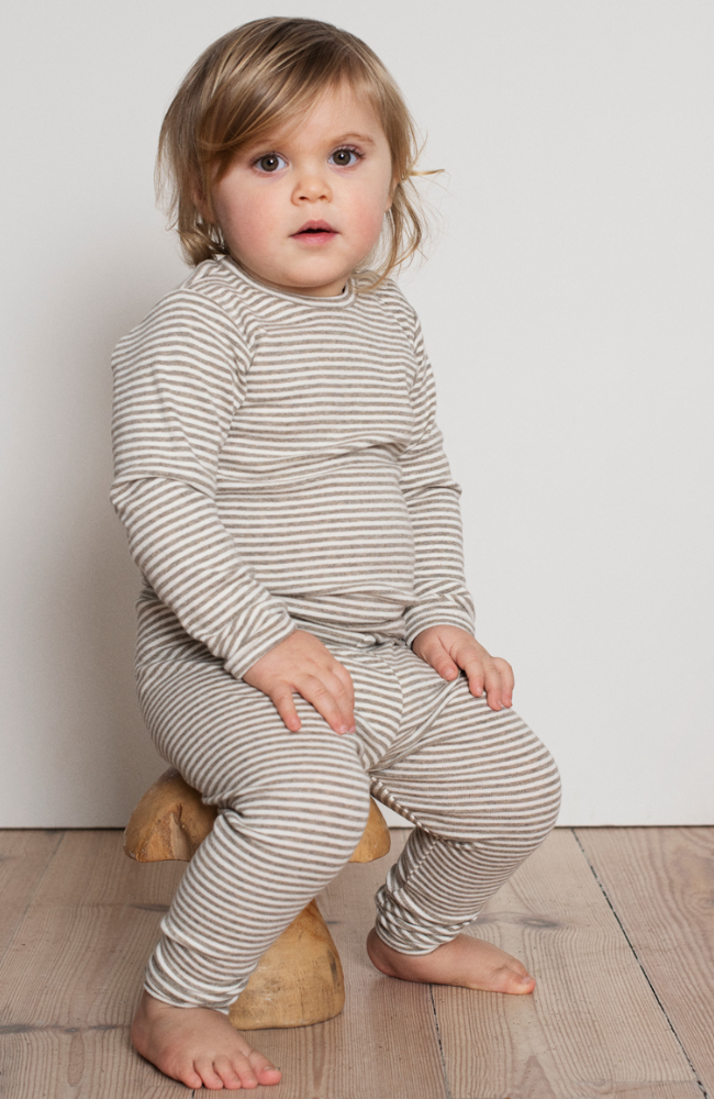 Baby Leggings Stripe - Taupe/Off White