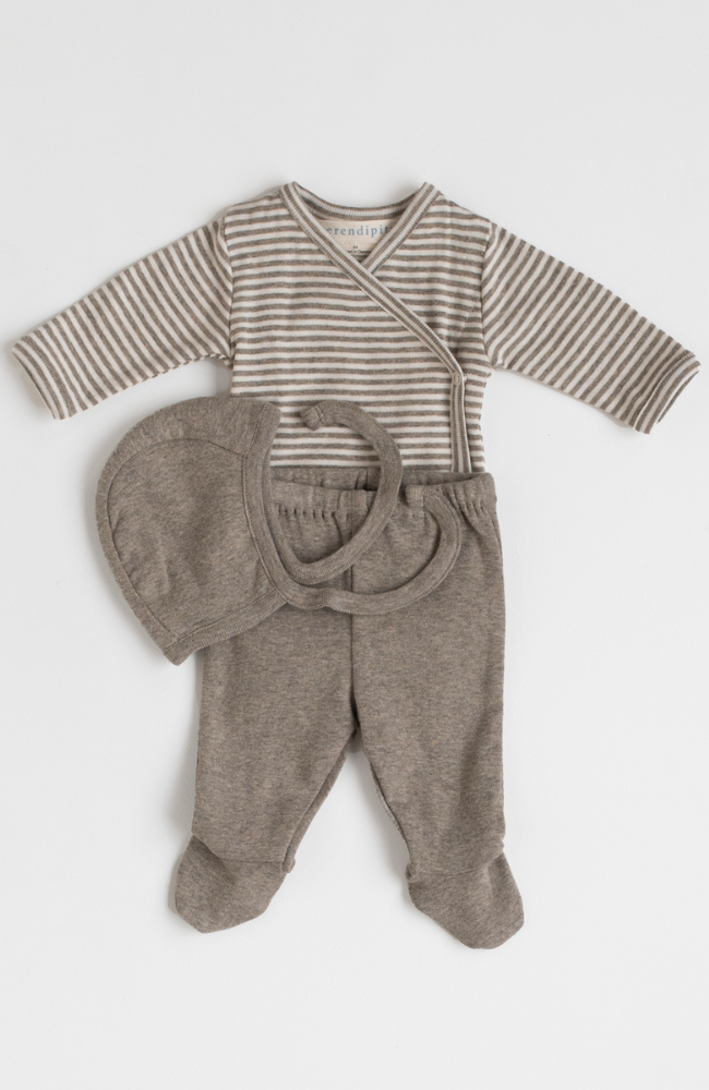 Newborn Pants w/Feet - Taupe