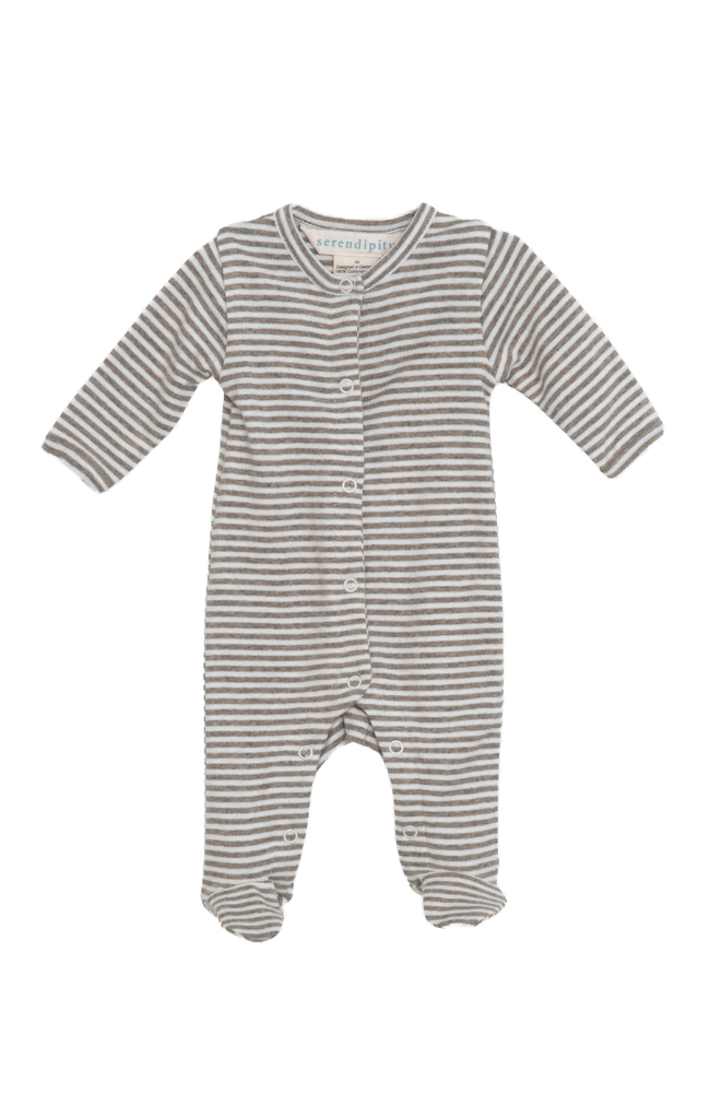 Newborn Stripe Suit - Taupe/Off White