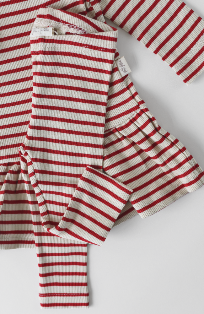 Leggings Modal Stripe - Chili pepper/dark off white