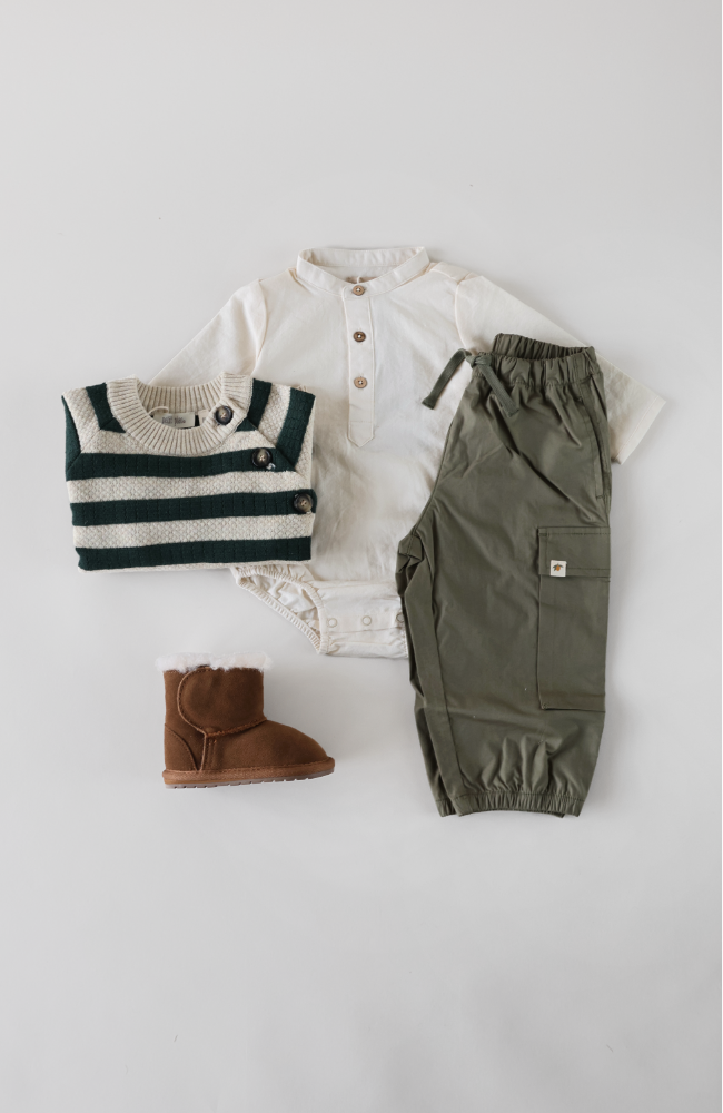 O-Neck Knit Light Sweater - Green