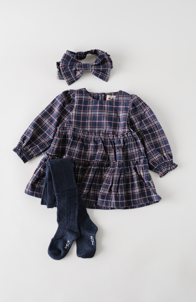 Dress L/S Fanny - Navy Check st.98-128