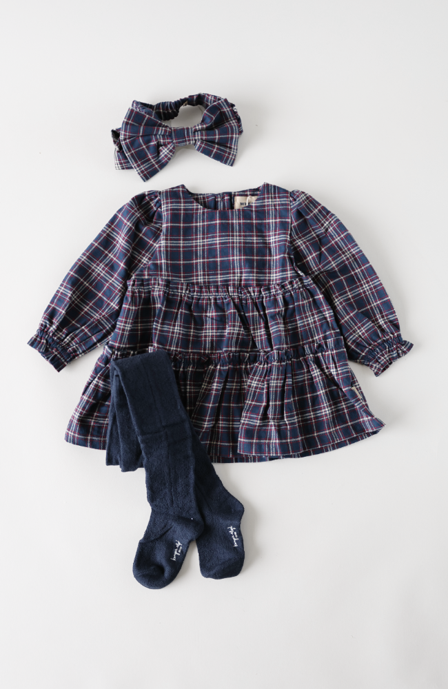 Dress L/S Fanny - Navy Check st.98-128