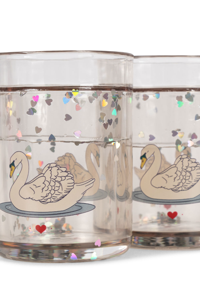 2 Pack Glitter Cup - Swan Off White