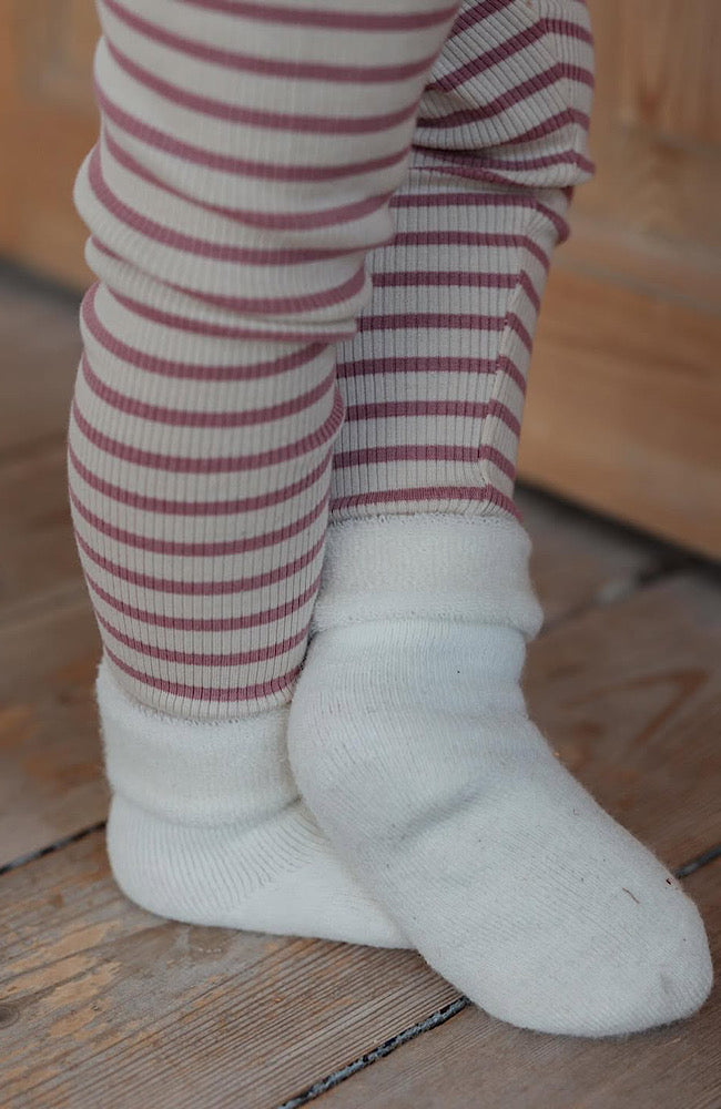 Leggings Modal Stripe - Nostalgic Rose / Off White