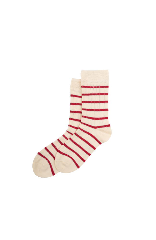 Minipop Bamboo Socks Stripe - Chilli Pepper/Off White