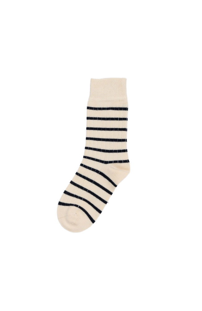 Minipop Bamboo Socks Stripe - Navy/Off White