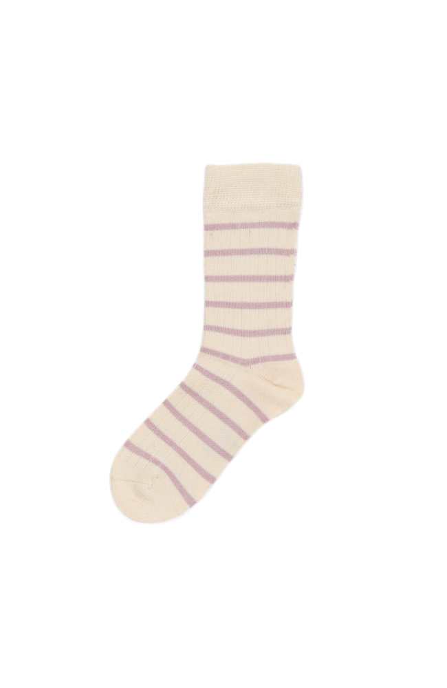 Minipop Bamboo Socks Stripe - Rose/Off White