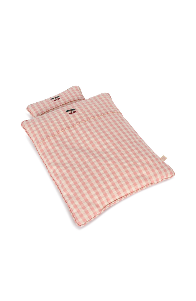 Doll Bedding - Powder Pink Check