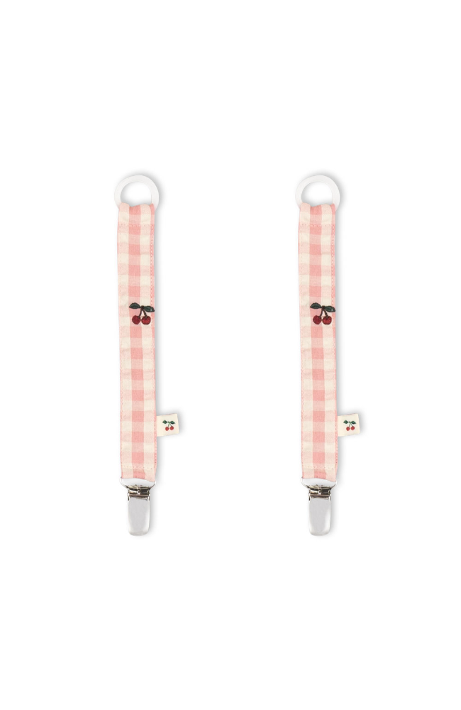 2 Pack Pacifier Holder - Powder Pink Check