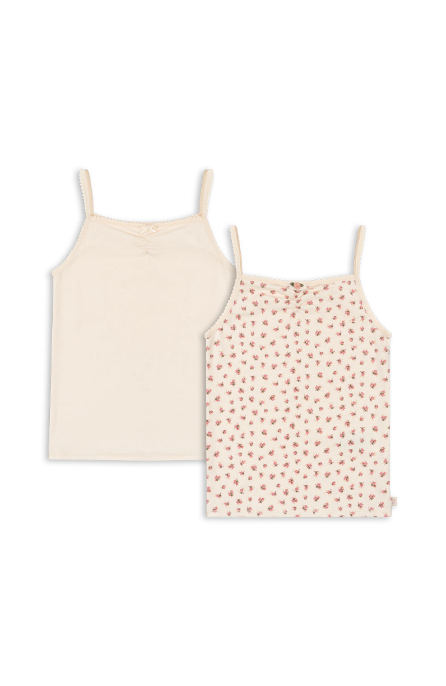 Basic 2 Pack Girl Strap Top -  Buttercream / Bloomie