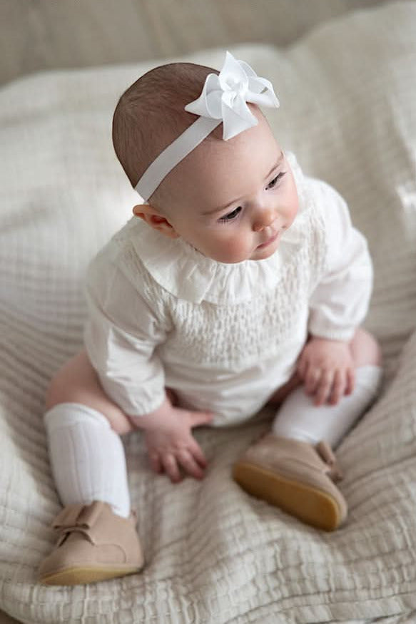 Elastic Bow Hairband - White