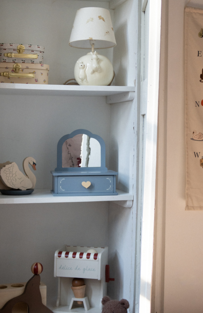 Wooden Makeup Mirror With Drawer - Sleet