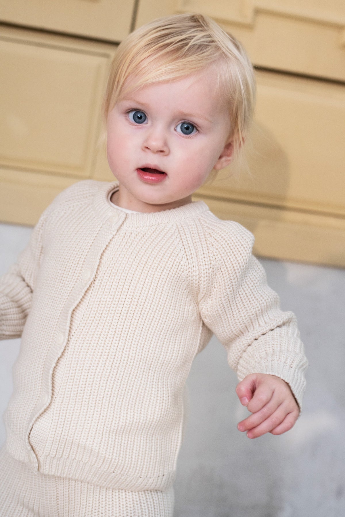 Baby Patent Cardigan - Creme