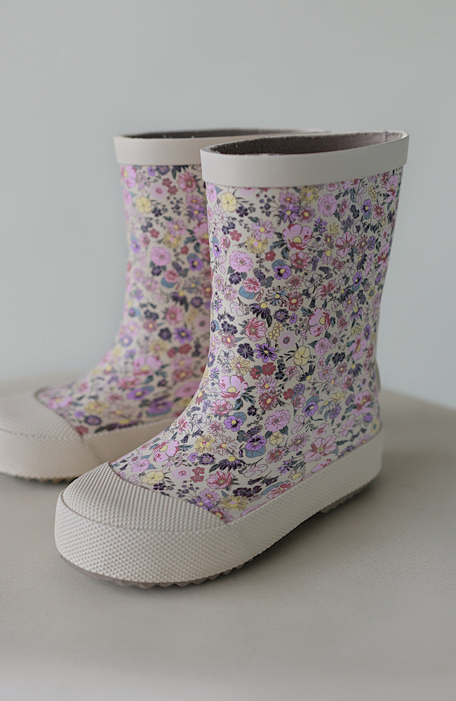 Muddy Rubber Boot Print - Clam Multi Flowers