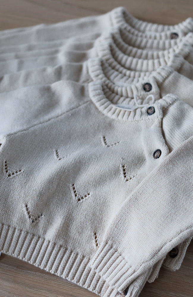 Fold Over Knit Blouse - Off White