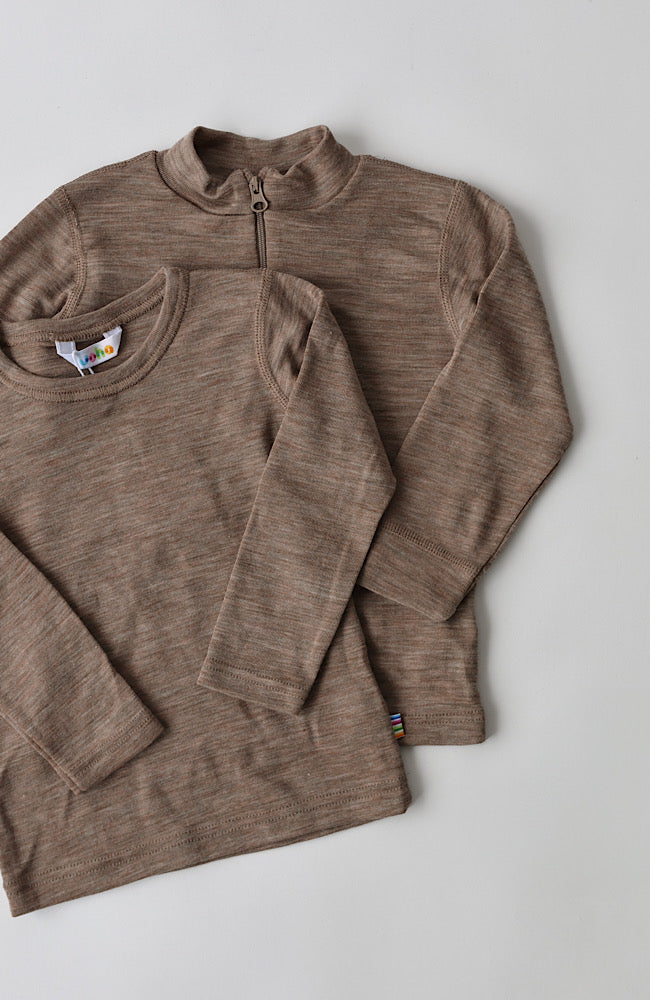 Ullar/Silki Langermabolur 1/2 renndur - Beige Melange / Limited