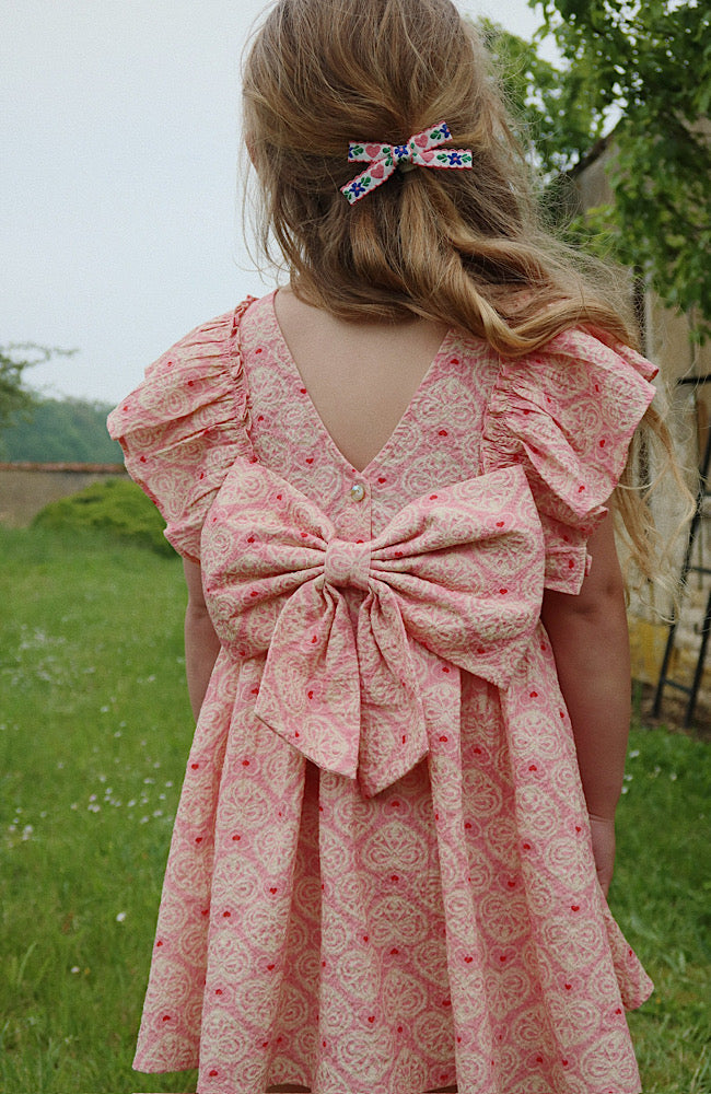 Ava Bow Dress - Lacy Pink