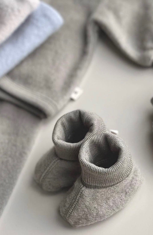 Wool Fleece Booties - Grey Stone