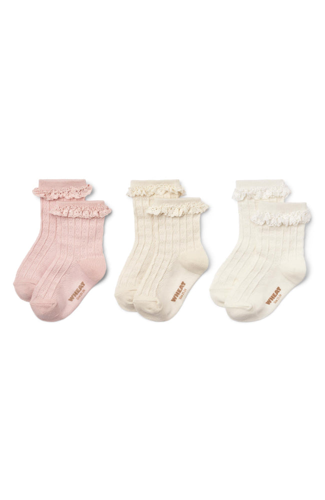 Naja lace socks 3pk - Powder