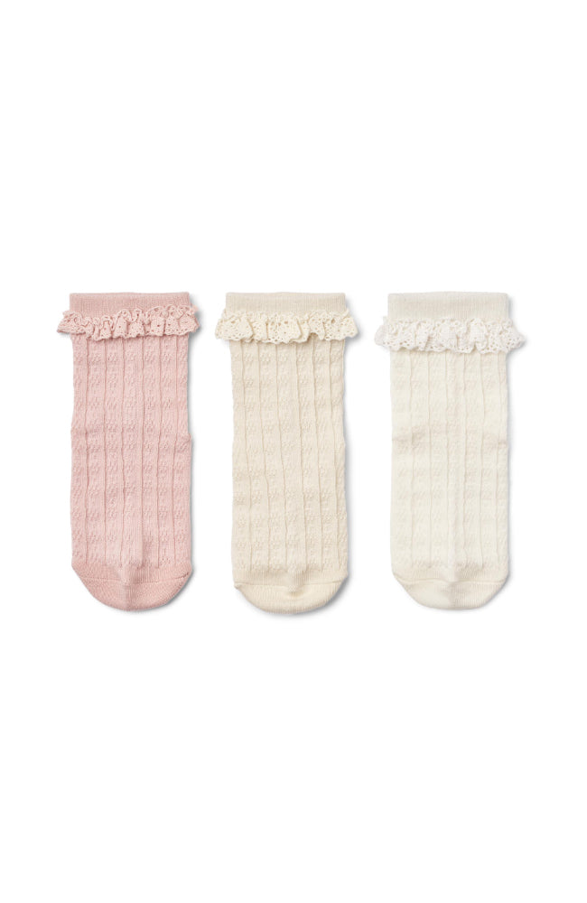 Naja lace socks 3pk - Powder