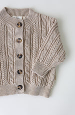 Cardigan Chunky Knit Cabel - Light Taupe Melange