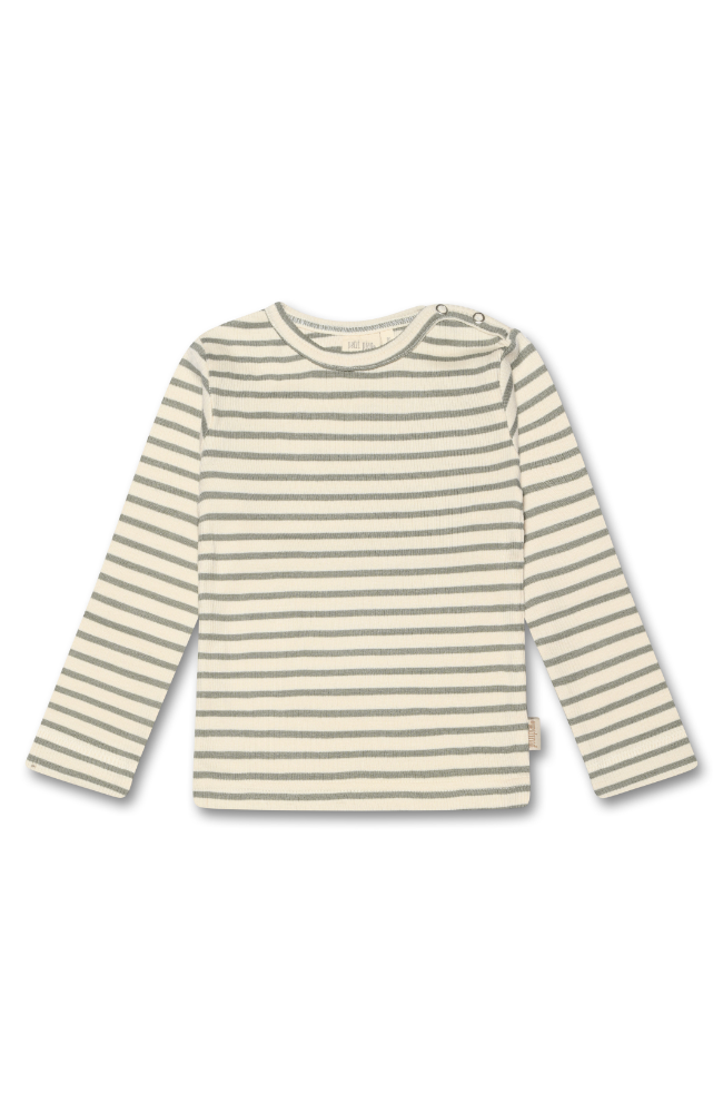 T-Shirt L/S Modal Striped - Green Shadow