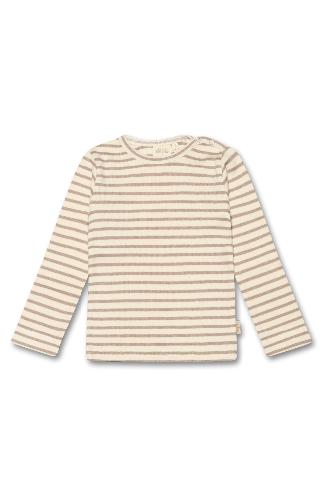T-Shirt L/S Modal Striped - Simply Taupe