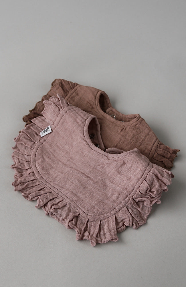 Drool Bib 2pk - Rose / Brown