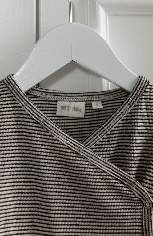 Body L/S Fold Pointel NB - Coffee Bean / Off White