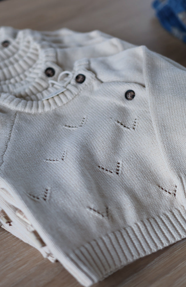 Fold Over Knit Blouse - Off White