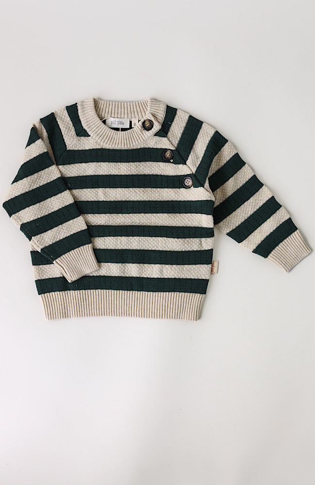 O-Neck Knit Light Sweater - Green